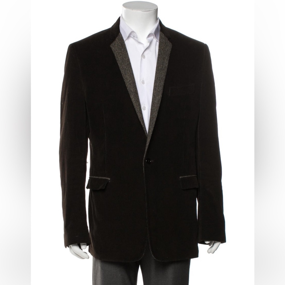 Dolce & Gabbana Men’s Brown Corduroy One Button  Closure Blazer Jacket